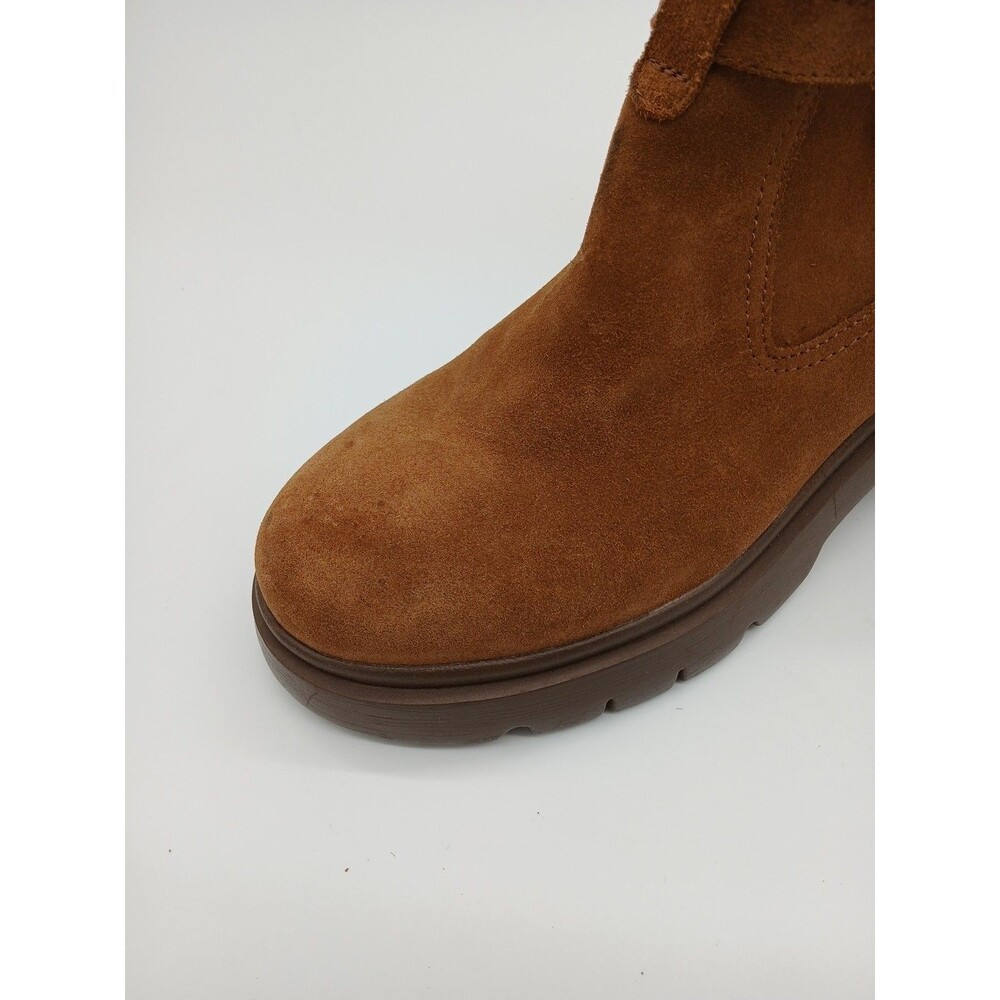Steve Madden Coletta Lug Sole Tan Suede Buckle Ankle Booties Size 7.5 - Picture 4 of 7